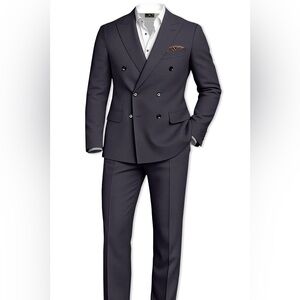 French Connection VOGUE-GLAUCOUS GRAY WOOL Blend RICH DOUBLE BREASTED SUIT